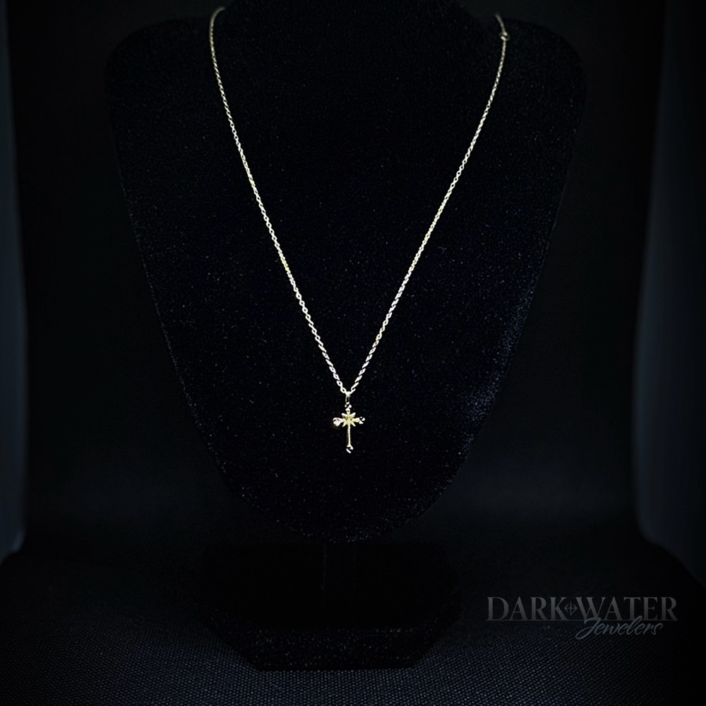 VTG Gothic 925 Gold-Washed Cross Necklace